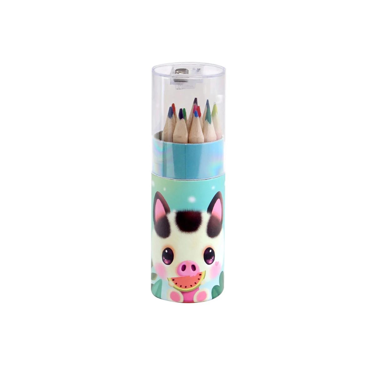Creioane colorate - Set creioane colorate cu ascutitoare Santoro Bangoberry Piggy Pig 3.5 x 11 x 3.5 cm