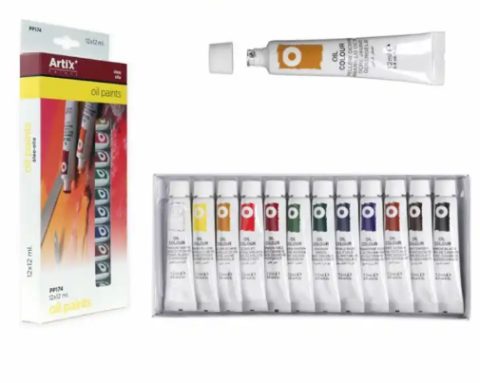 Acuarele școlare și Tempera - Set 12 culori ulei Artix 12 ml