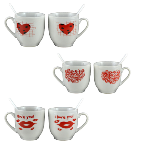 Casă și decorațiuni - Set 2 cani cafea Valentines Day 6 cm modele diferite