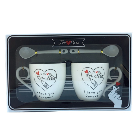 Set ceramica doua cani cu lingurita For you 22x14 cm [2]