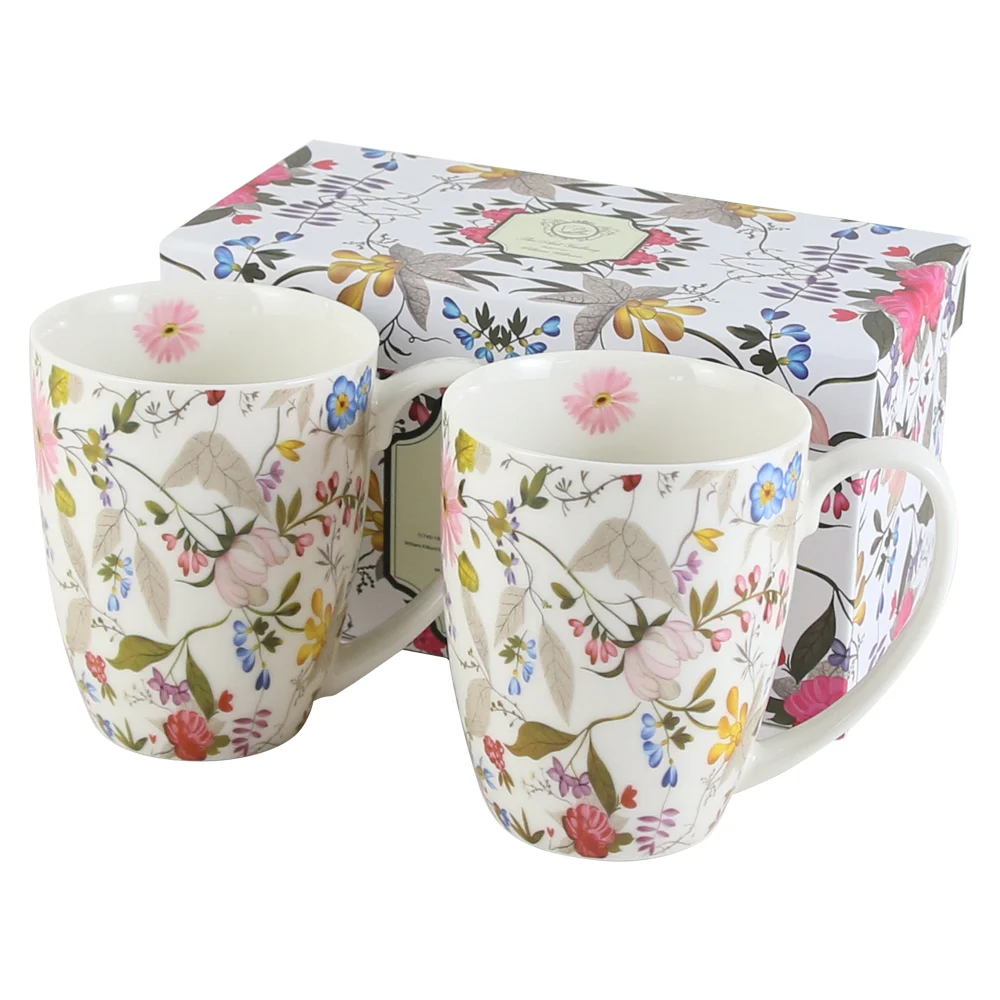 Casă și decorațiuni - Set 2 cani din portelan 360 ml W. Kilburn White in cutie decorativa
