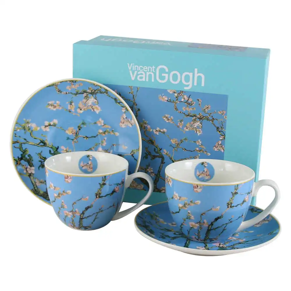 Casă și decorațiuni - Set 2 cesti cu farfurii din portelan „Almond Blossom” de V. van Gogh 270 ml