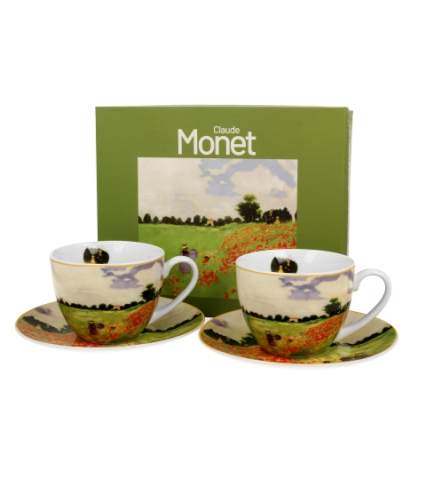 Căni și pahare - Set 2 cesti cu farfurii din portelan 270 ml Poppy Field de Claude Monet