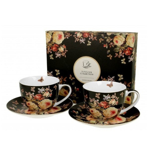 Căni și pahare - Set 2 cesti cu farfurii din portelan 270 ml Warda