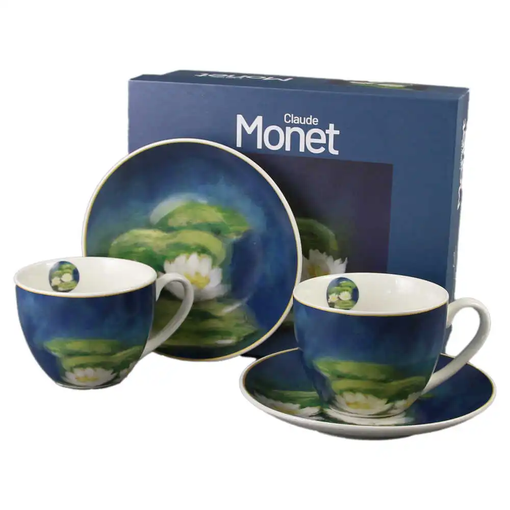 Căni și pahare - Set 2 cesti cu farfurii din portelan „Nenufars” de Claude Monet 270 ml