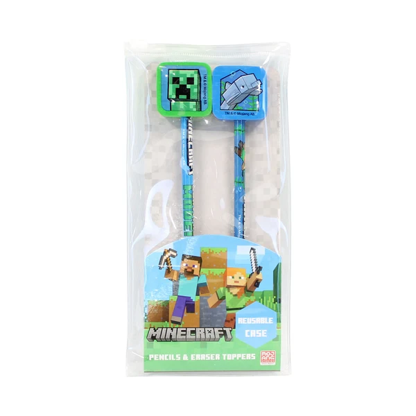 Noutăți Librăria Compas - Set 2 creioane cu radiera Minecraft