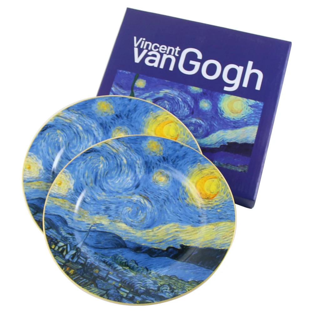 Articole pentru bucătărie - Set 2 farfurii desert 19 cm „Starry Night” de V. van Gogh in cutie decorativa