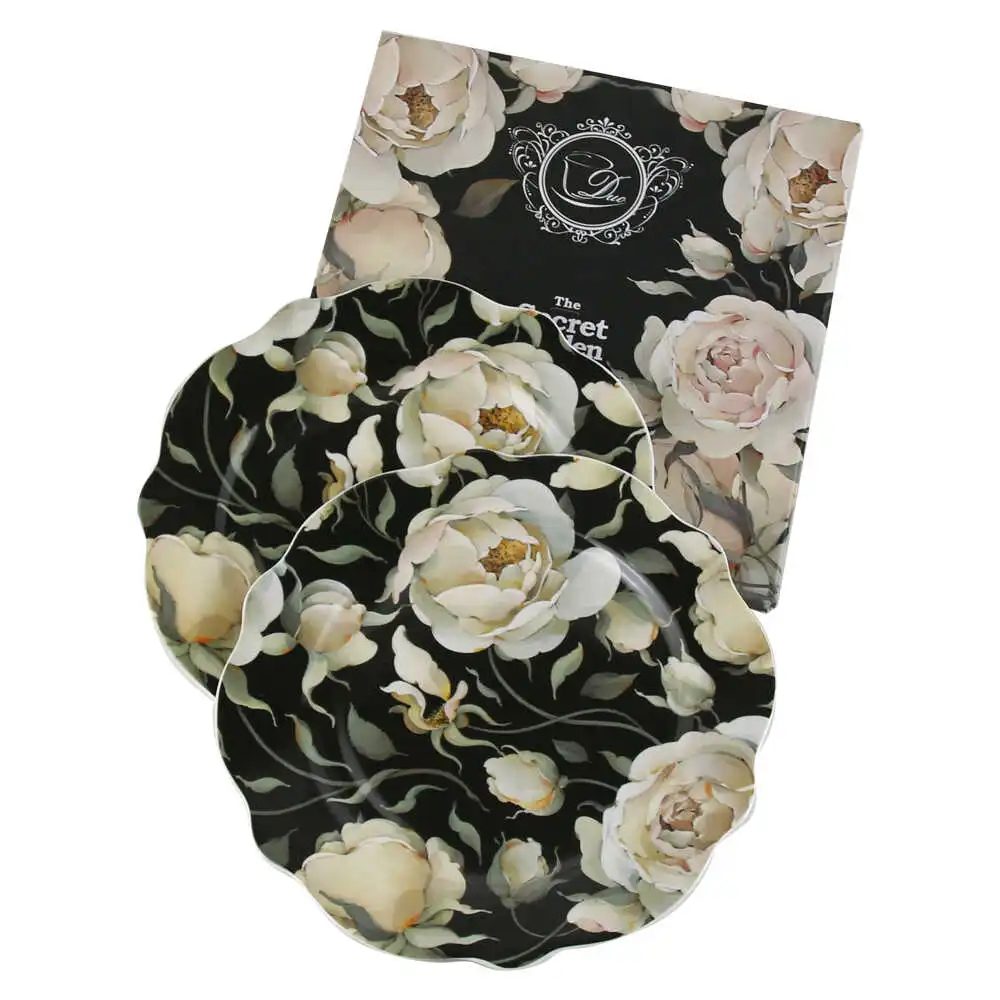 Casă și decorațiuni - Set 2 farfurii desert 19 cm „English Black Roses”