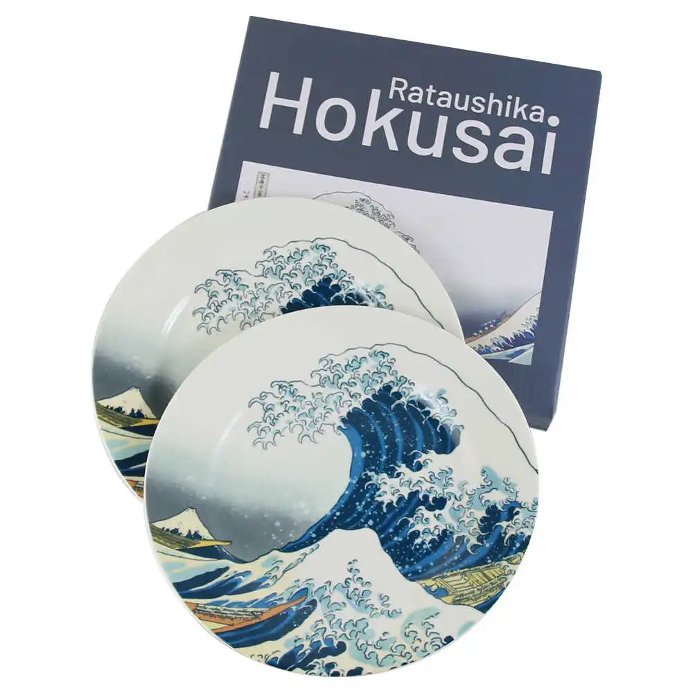 Casă și decorațiuni - Set 2 farfurii desert 19 cm „The great Wave” de Hokusai