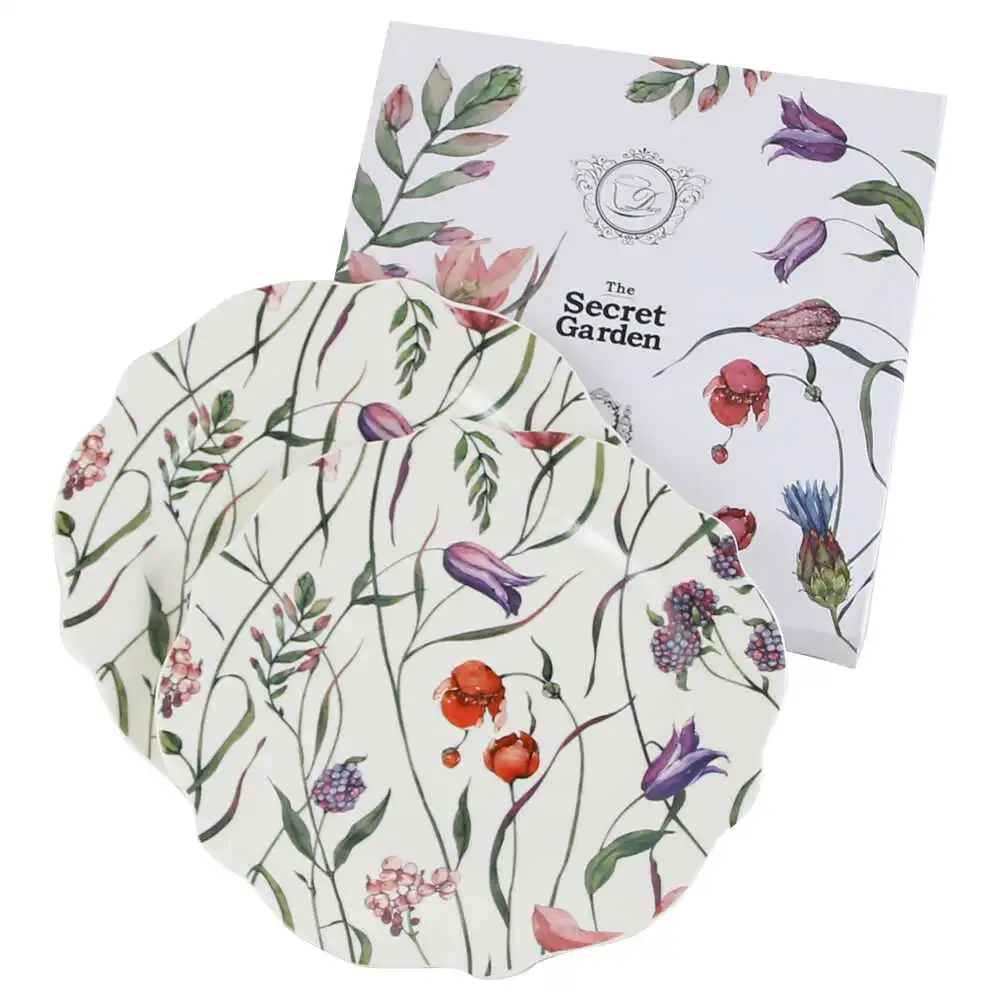 Articole pentru bucătărie - Set 2 farfurii desert Flower Meadow portelan 19 cm in cutie cadou