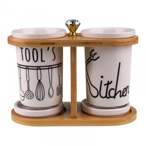 Casă și decorațiuni - Set 2 suporturi tacamuri ceramica 21x15 cm