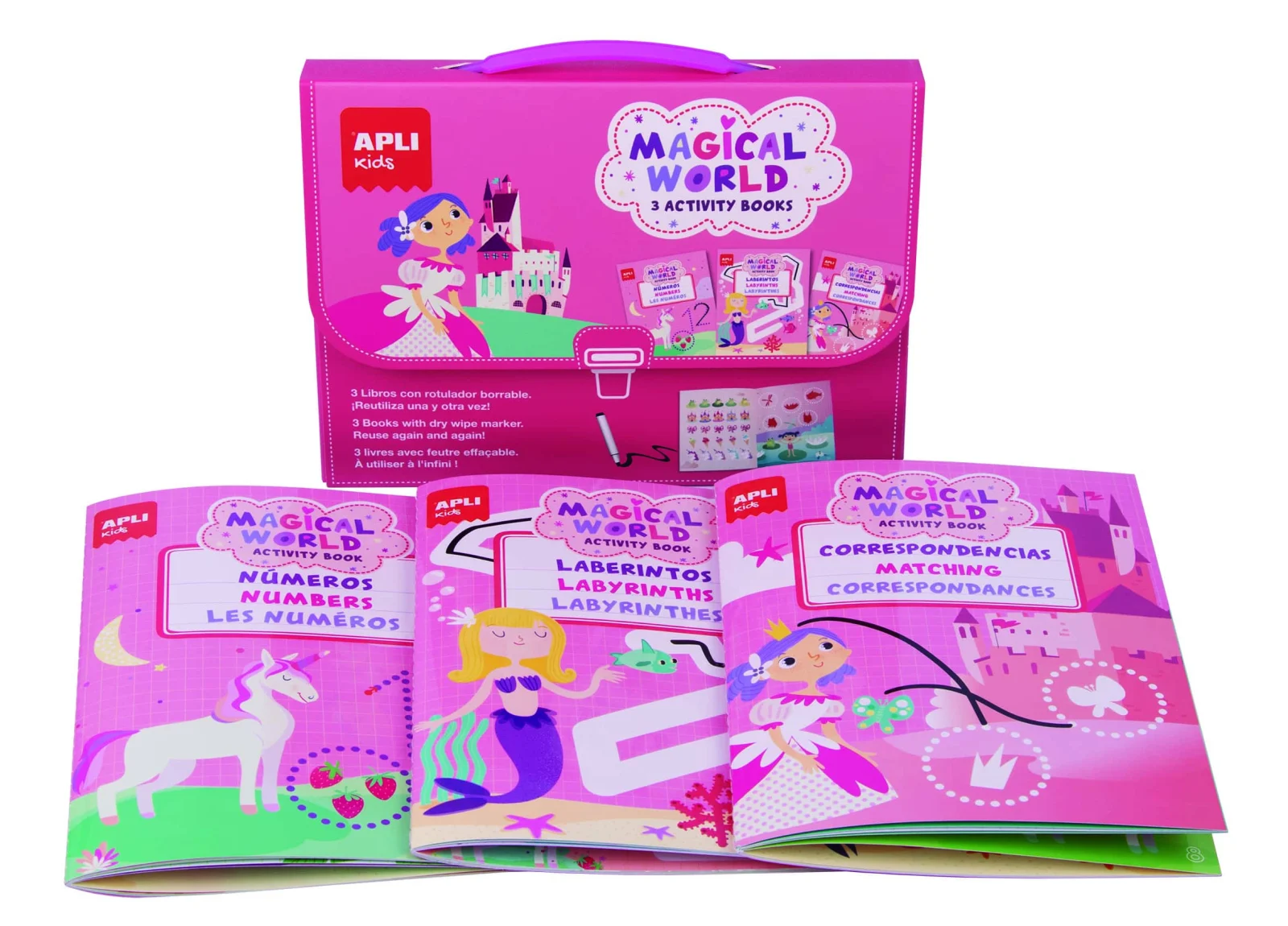 Cărți - Set 3 carti cu activitati reutilizabile Magie Apli Kids