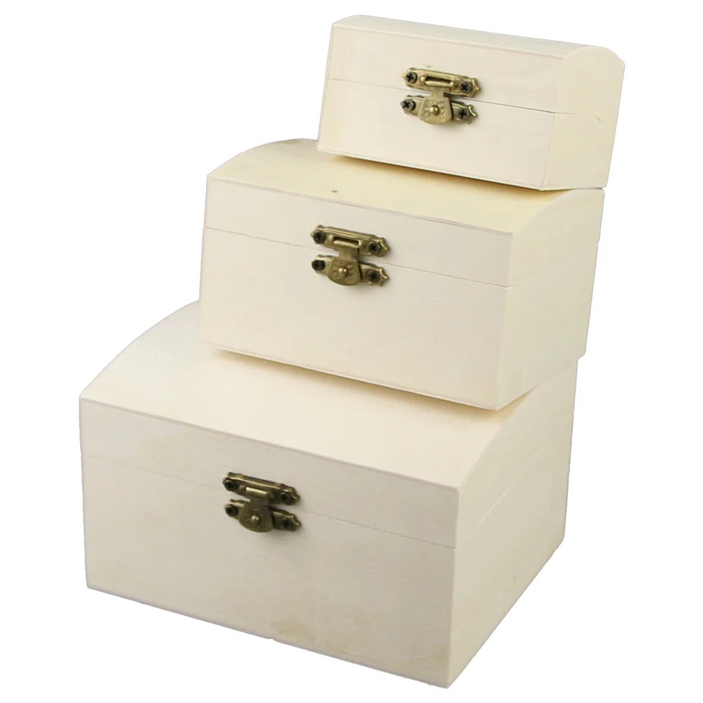 Casă și decorațiuni - Set 3 cutii din lemn natural Hobby 13x10.5x7.5cm