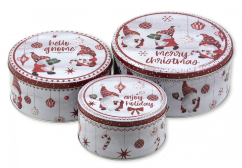 Noutăți Librăria Compas - Set 3 cutii metalice pentru fursecuri de Craciun 19 cm