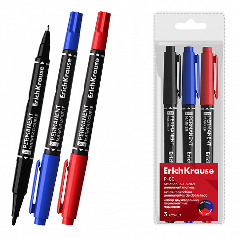 Noutăți Librăria Compas - Set de 3 markere permanente ErichKrause Double P-80