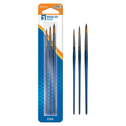 Pensule școlare - Set 3 pensule 2,4,6 rotunde S-Cool