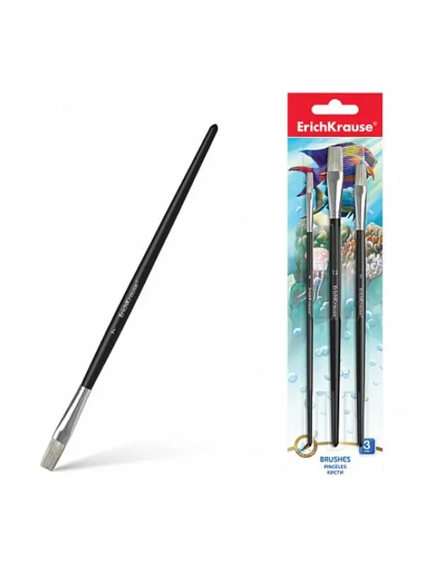 Pensule școlare - Set 3 pensule ErichKrause varf plat