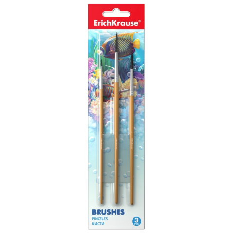 Acuarele și pensule școlare - Set 3 pensule pentru acuarele in blister ErichKrause