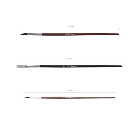 Set 3 pensule pictura ErichKrause par natural ponei si perisor marimi 2 4 si 6 [4]