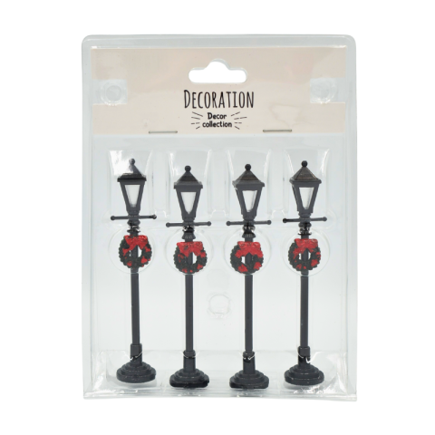Decorațiuni și articole de Crăciun - Set 4 corpuri de iluminat exterior cu coroana static negru 10.5cm