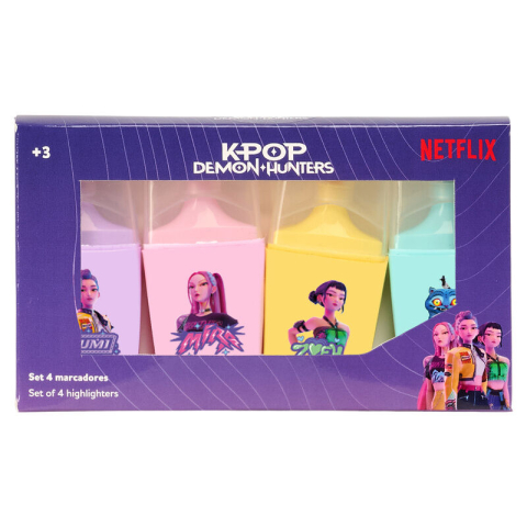Markere și textmarkere - Set 4 markere fluorescente K-Pop Demon Hunters Stationery 13.2 x 7.6 x 1.6 cm