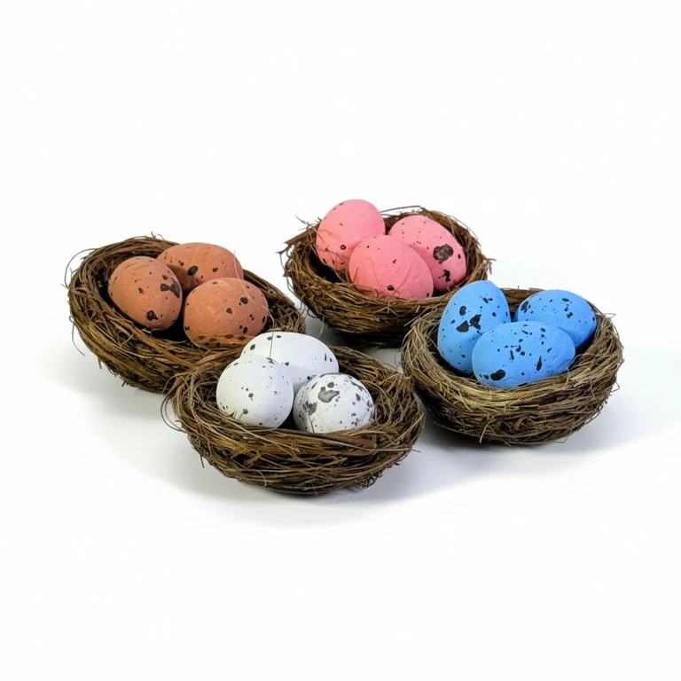 Artă și creativitate - Set 4 cuiburi cu oua decorative pentru Paste diverse culori