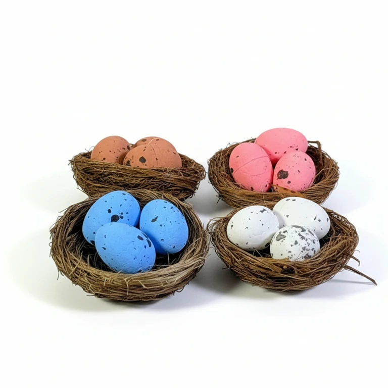 Set 4 cuiburi cu oua decorative pentru Paste diverse culori [1]