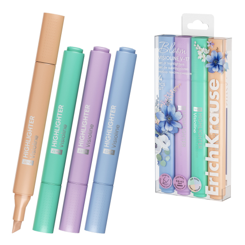 Birotică și accesorii birou - Set 4 textmarkere Visioline V-17 pastel bloom ErichKrause