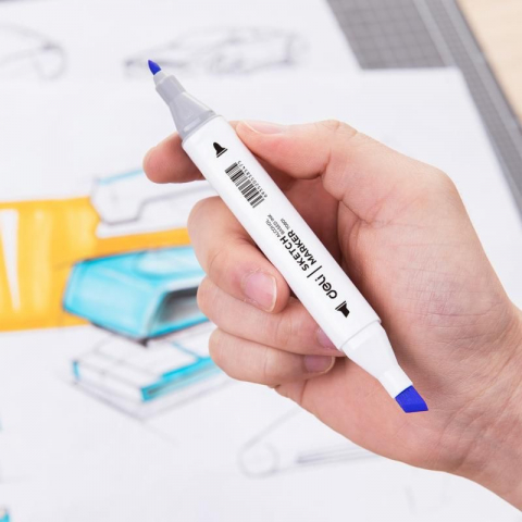 Set 48 markere sketching varf dublu 1mm/7mm cutie plastic Deli [1]