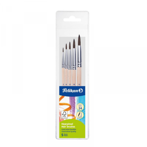 Pensule școlare - Set 5 pensule Starter varf rotund, blister