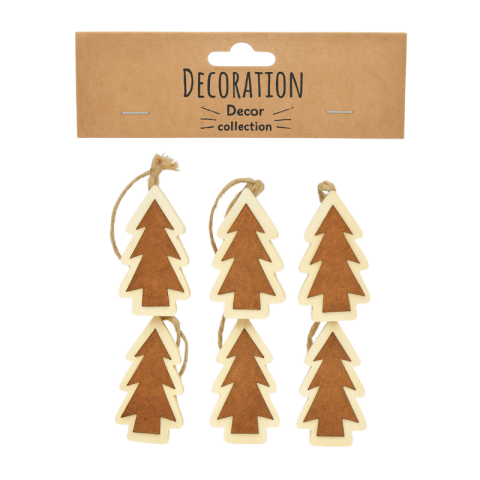 Noutăți Librăria Compas - Set 6 brazi lemn cu agatatoare 3.5x1.1x6 cm