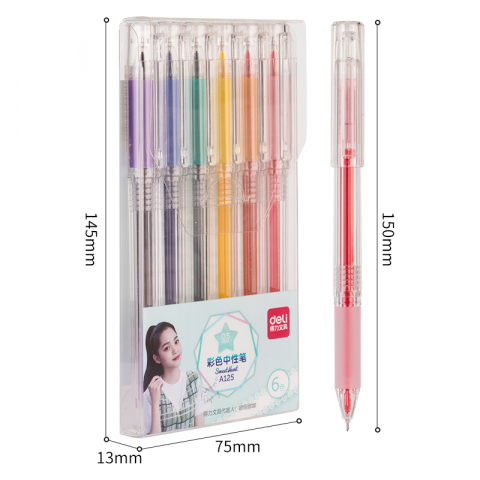 Pix cu gel 0.5 mm multicolor 6/set Deli [2]