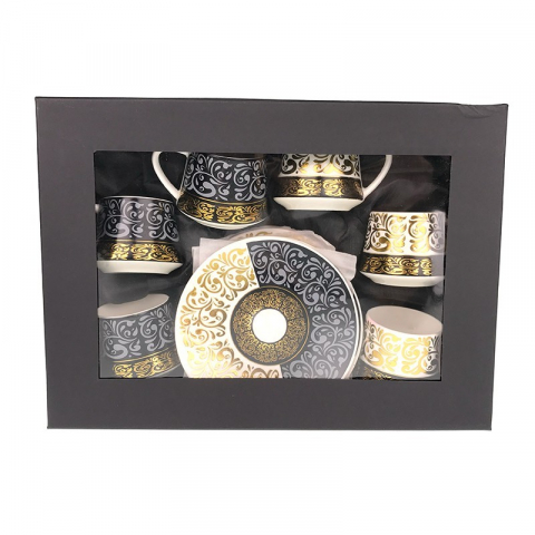 Set 6 cesti si 6 farfurii ceramica model floral [1]