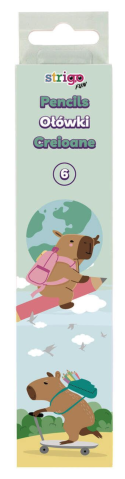 Creioane grafice - Creioane Strigo HB pastel cu guma de sters Capybara 6 buc /set