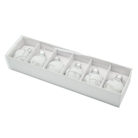 Set 6 globuri sticla 4 cm alb/argintiu [1]