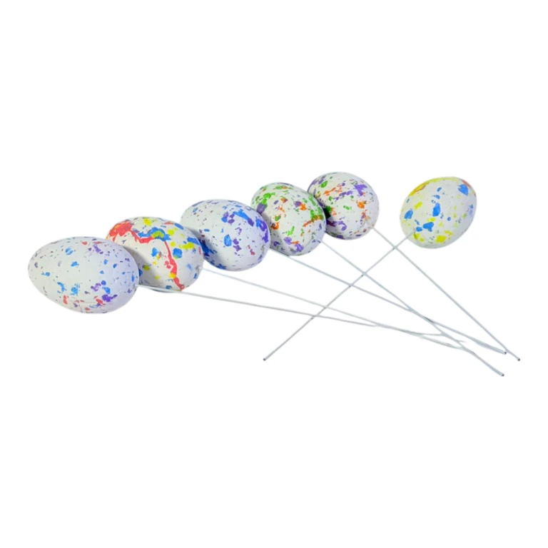 Artă și creativitate - Set 6 oua decorative multicolore pe bat