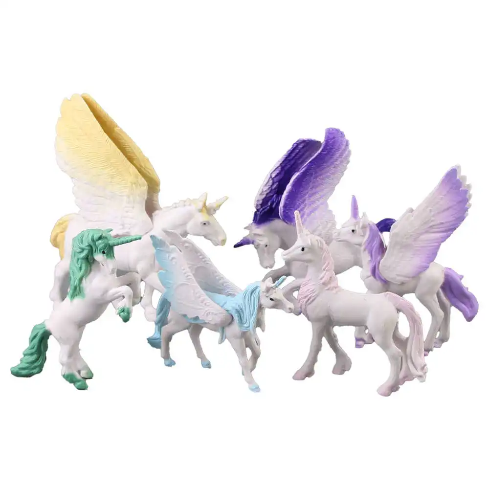 Jucării și jocuri - Set 6 Unicorni din cauciuc 26 x 27 cm