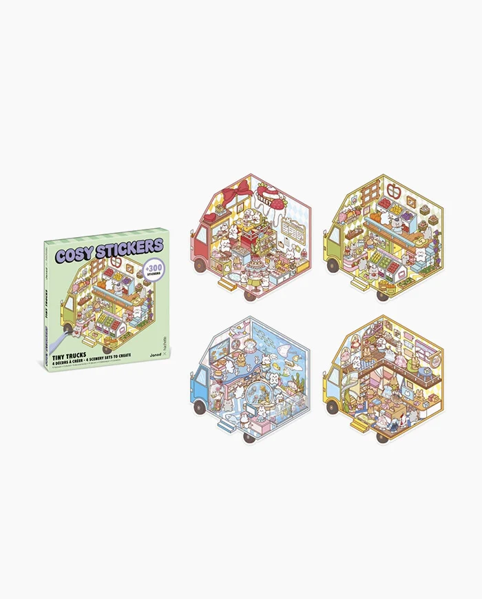 Noutăți Librăria Compas - Set autocolante Cosy Tiny Trucks Camioane mici 300+ stickere