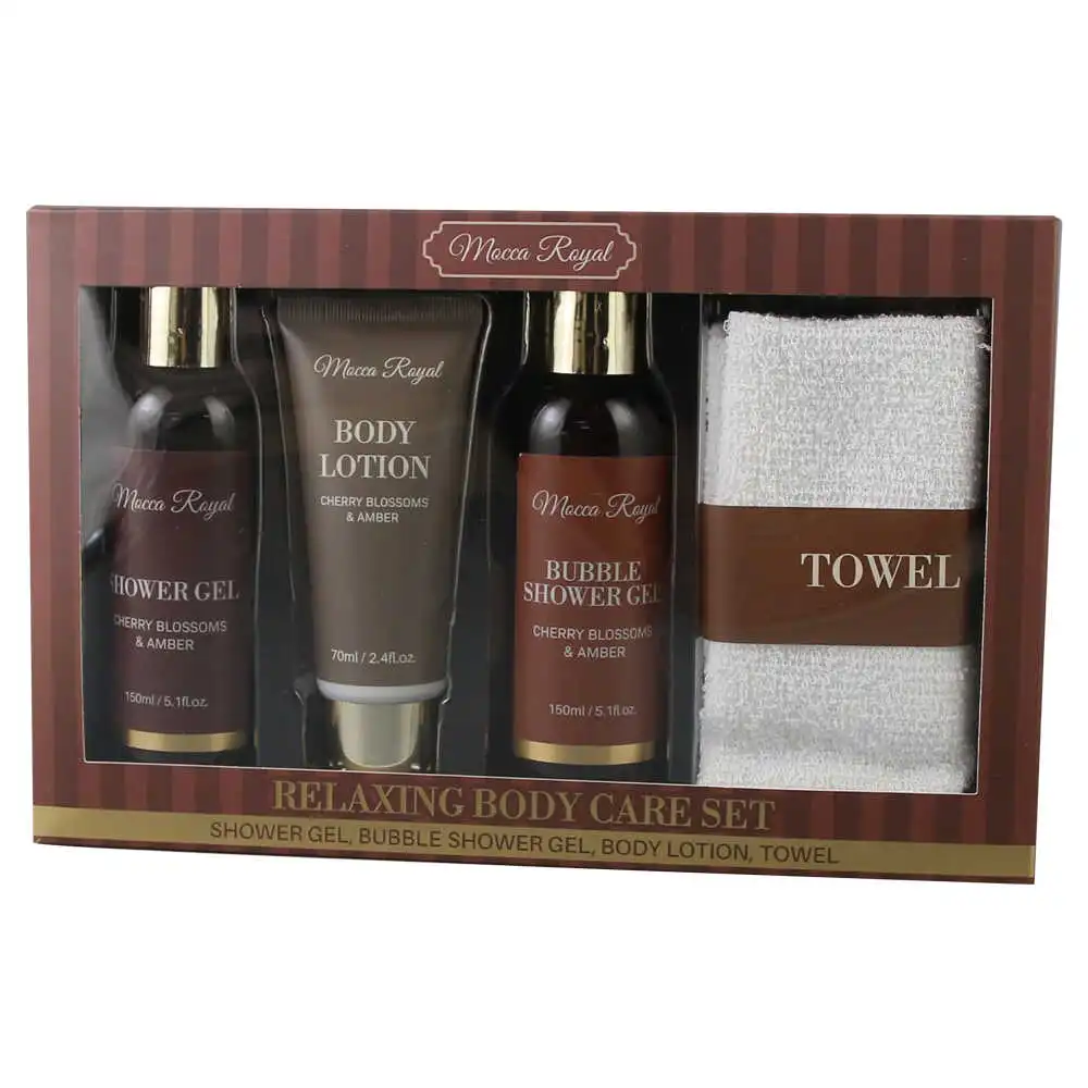 Casă și decorațiuni - Set baie 4 piese in cutie Cherry Blossoms & Amber Mocca Royal
