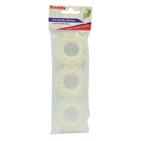 Birotică și accesorii birou - Banda adeziva 1.2 cm x 33 m 3/set Sunjoy