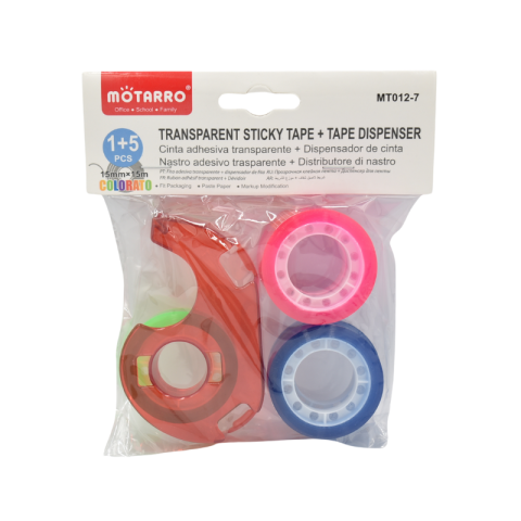 Instrumente și accesorii birou - Set banda adeziva 15mmx15m 6buc cu suport mt012-7