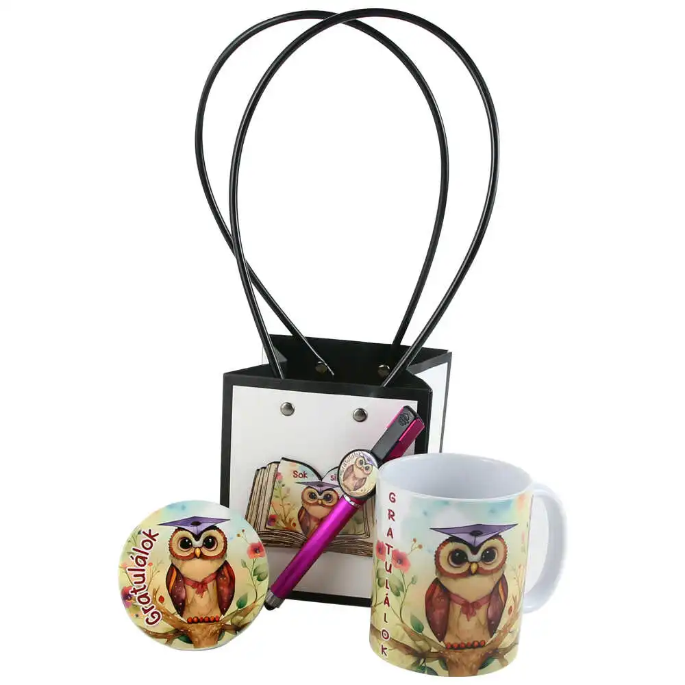 Casă și decorațiuni - Set cadou de absolvire Gratulalok cu cana pix touchscreen si magnet