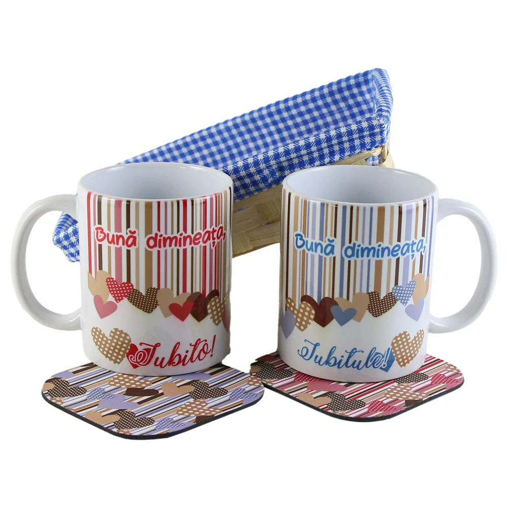 Casă și decorațiuni - Set cadou cu 5 piese „Buna dimineata Iubito/Iubitule!”