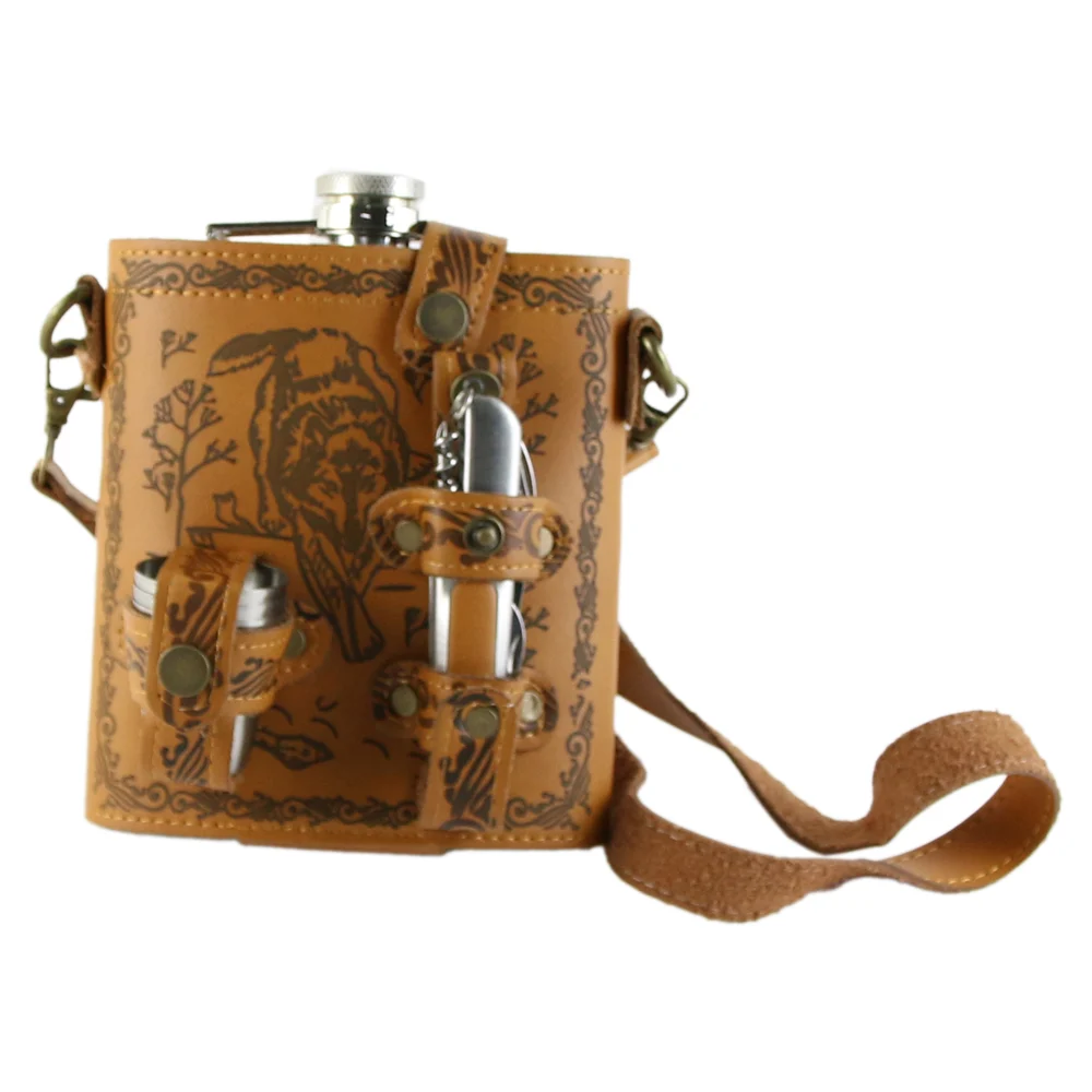 Set cadou pentru barbati Plosca cu briceag si 3 pahare [1]