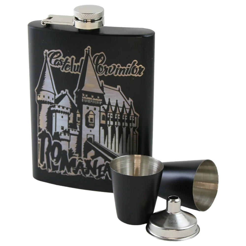 Noutăți Librăria Compas - Set cadou Romania plosca gravata 220 ml Castelul Corvinilor