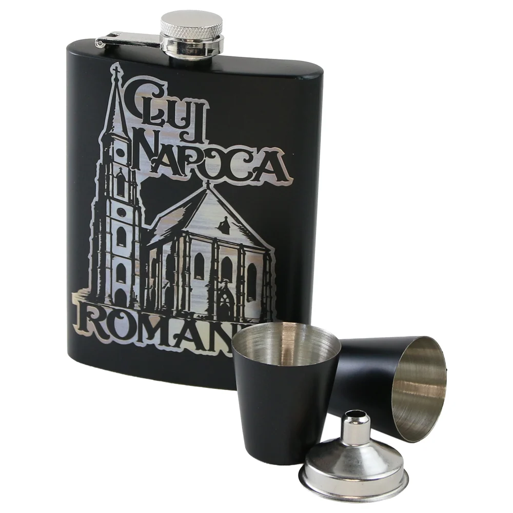 Noutăți Librăria Compas - Set cadou Romania plosca gravata 220 ml Cluj Napoca
