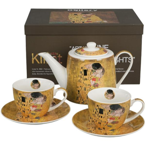 Casă și decorațiuni - Set ceainic cu 2 cesti farfurioare infuzor metalic si capac The Kiss