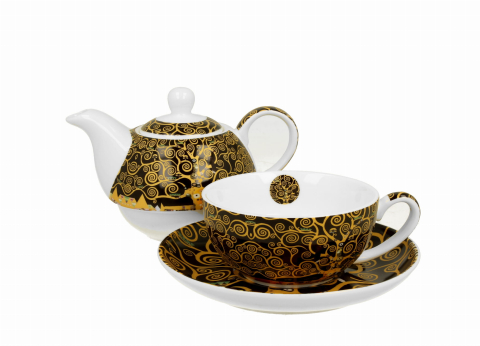 Set ceainic cu ceasca, farfurioara si infuzor metalic Tree of life de Gustav Klimt 350 ml [2]