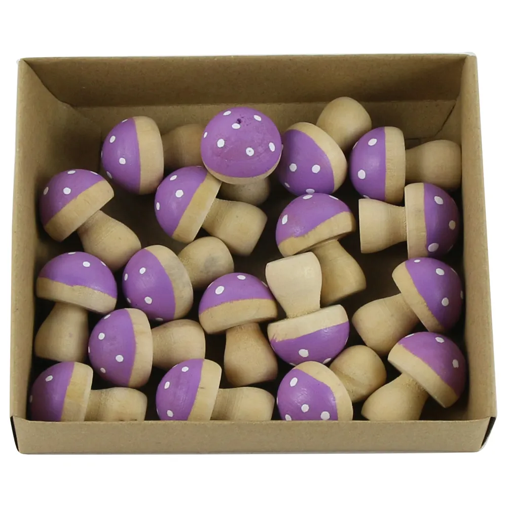 Ornamente și figurine decorative - Set ciuperci decorative din lemn 3 cm mov