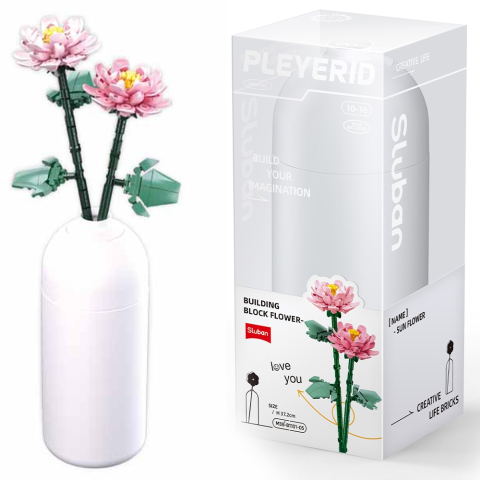 Jucării și jocuri - Set constructie Flowers 224 piese Bujor